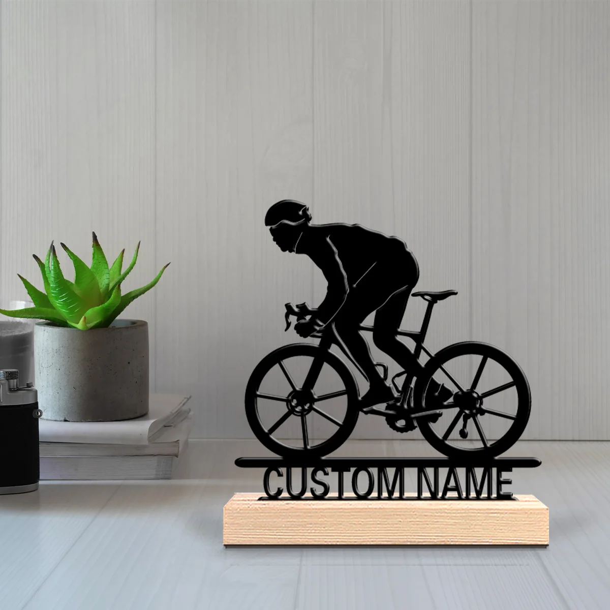 1pc Abstract BIKE Customized Letter Metal Statue Iron Crafts With Wood Base Iron Statue With Wood Base For Children Gifts