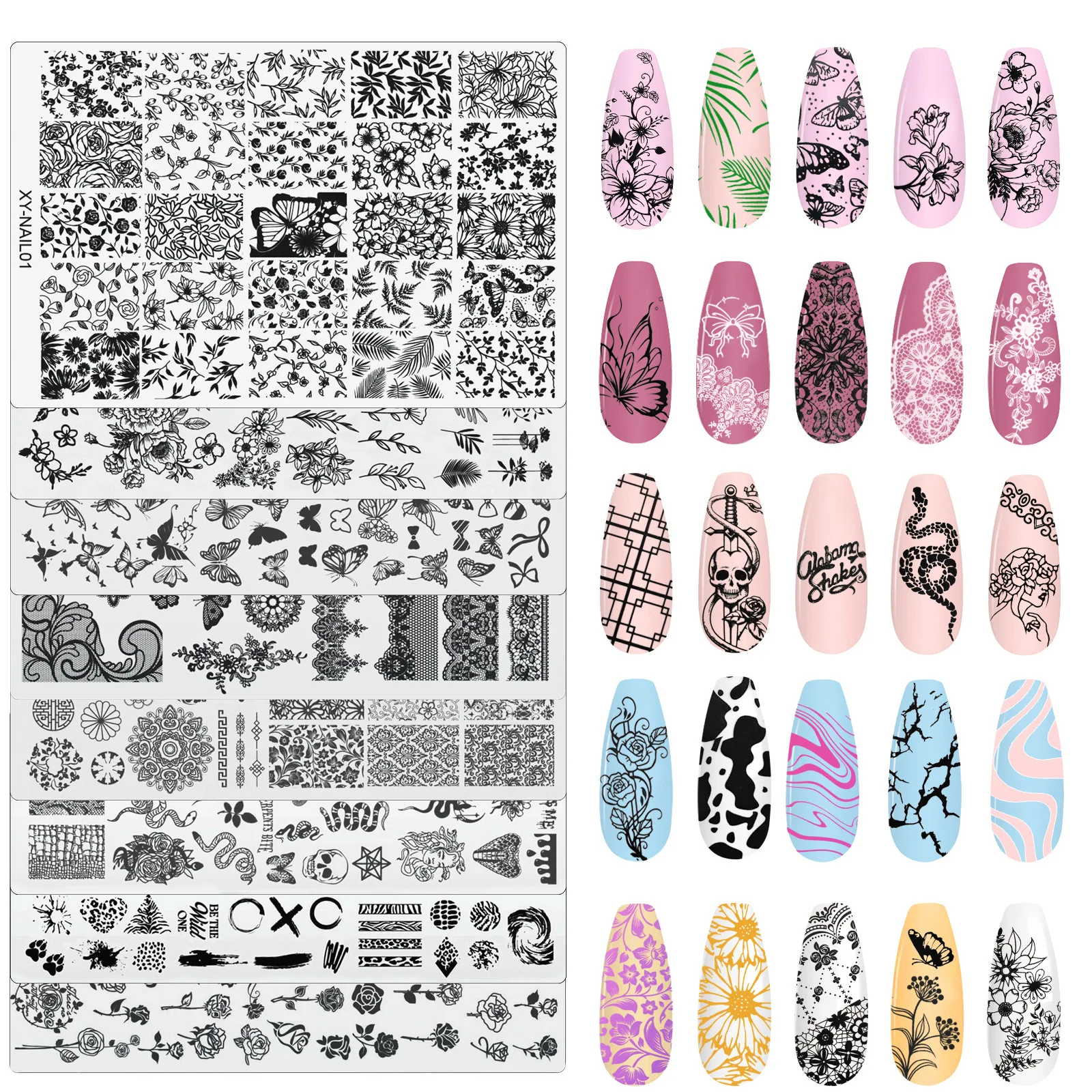

Nail Art Stamping Plates Silicone Stamper Scaper Stamping Printing Brush Polish Nail Templates for DIY Manicure Tools