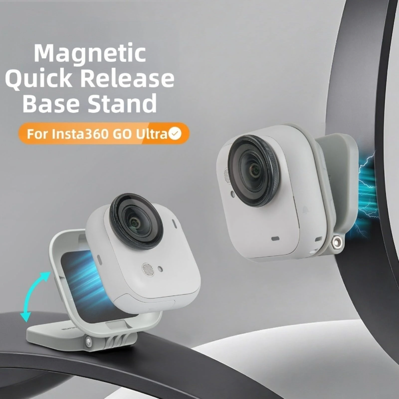 

Magnetic Mount Stand for Insta360 GO Ultra Foldable Rotating Base Holder with Adhesive Plate for Horizontal Vertical Shooting