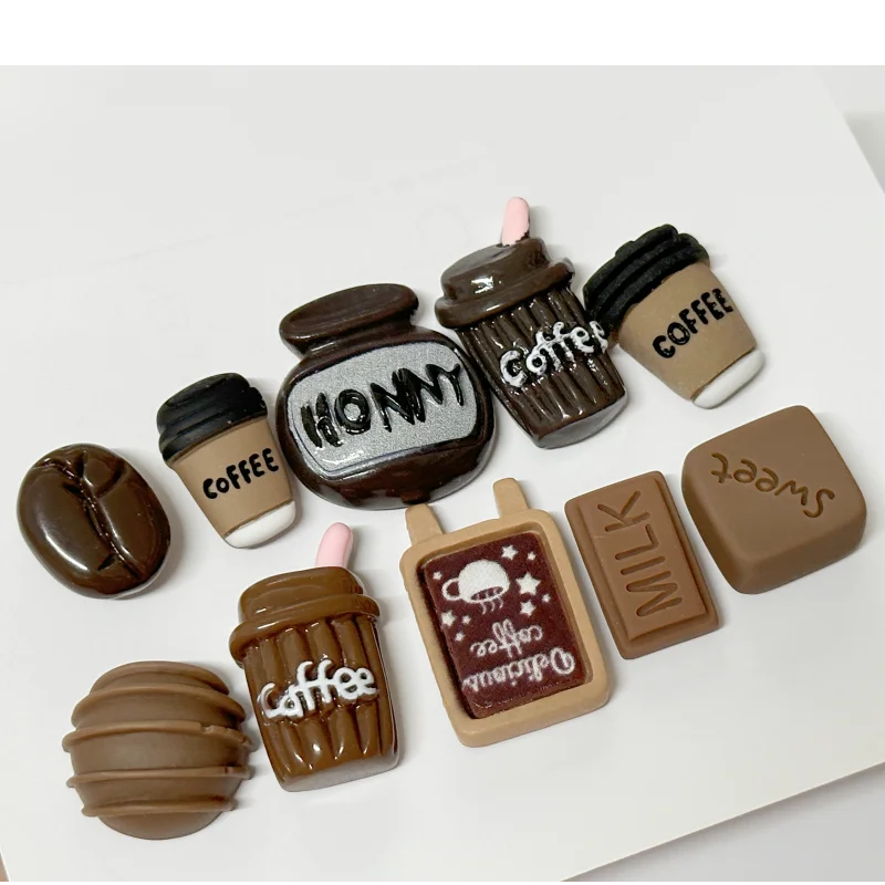 10pcs Coffee Chocolate Simulated Food Refrigerator Magnets, Kawaii Refrigerator Magnets, Whiteboard Stickers