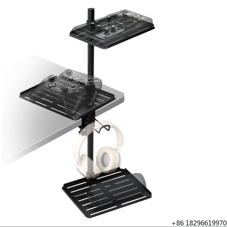 360° Rotatable Clamp-On Desk 3-Tiers Shelf Over or Under Desk Organizer Storage Tray Desktop Extender Table Accessories