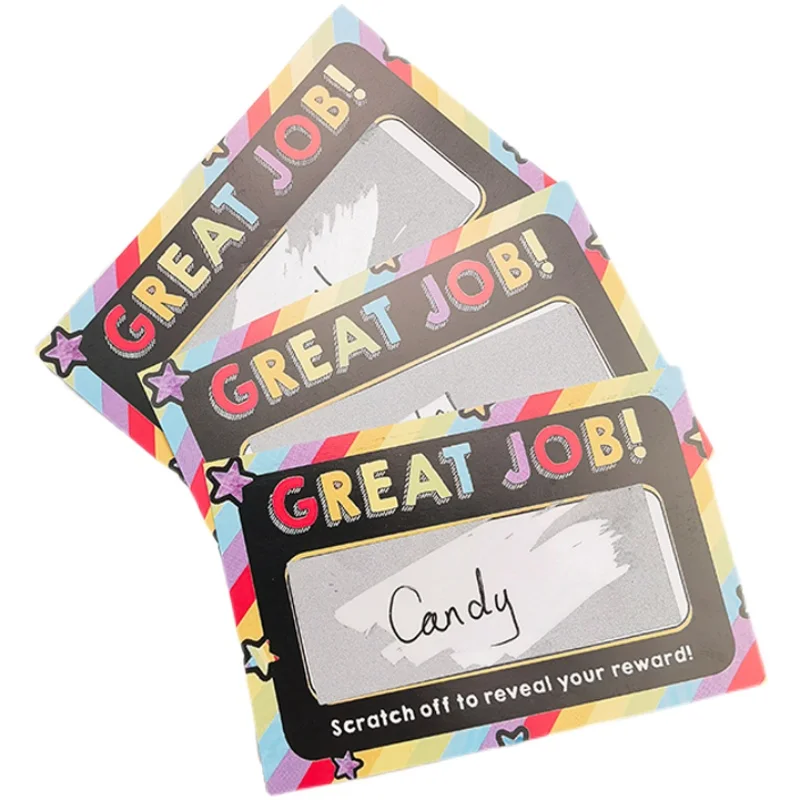 100pcs Set Great Jobs Novelty Reward Scratch Cards DIY Encourage Praise Stickers Kids Early Learning Teaching Aids Family Game