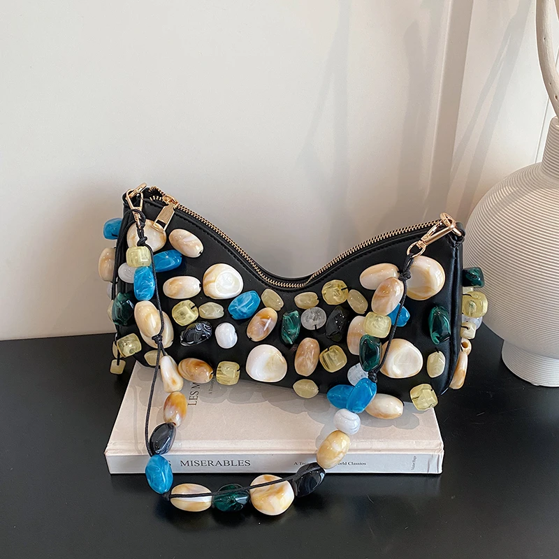 2026 Spring & Summer Creative Fashionable New PU Square Shoulder Bags Exquisite Beading Hot Trendy Crossbody Bags for Women