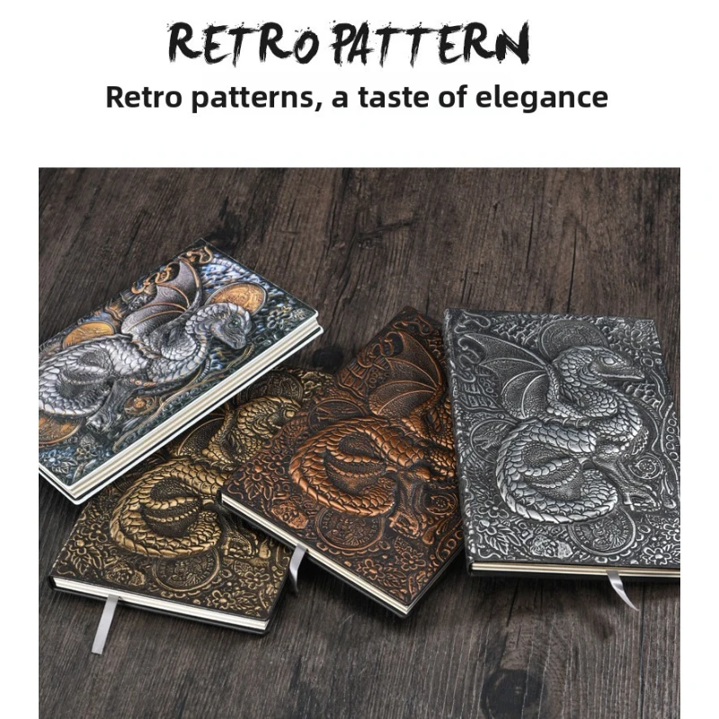A5 Vintage Embossed Dragon PU Leather Journal Notebook Fantasy Diary for Writing Gift Office Stationery Supplies
