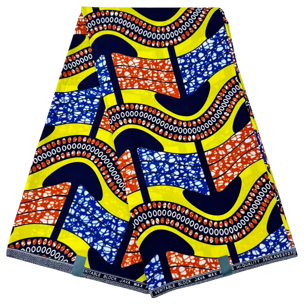 

1pc 6yard color geometric printed Angora African style fabric, suitable for sewing, handicrafts, and DIY projects