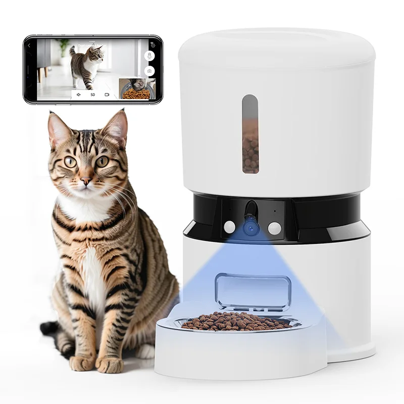Hot Sell 5G WiFi APP Automatic Cat Feeder With Camera Smart Cat Food Dispenser with Freshness Preservation Timed Pet Feeder OEM