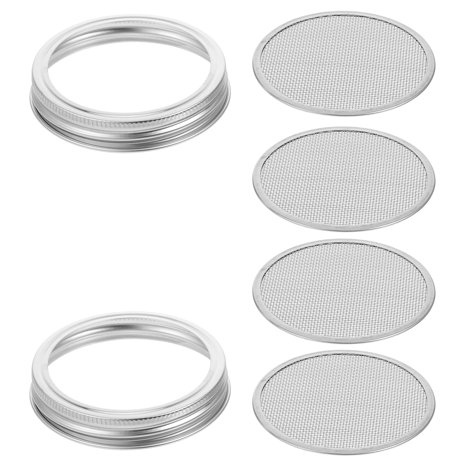 

6 pcs Stainless Steel Sprouting Lid 86Mm Wide Mouth Mason Jar Screens For Broccoli Alfalfa Bean Sprouts Growing Mesh Filter Cap