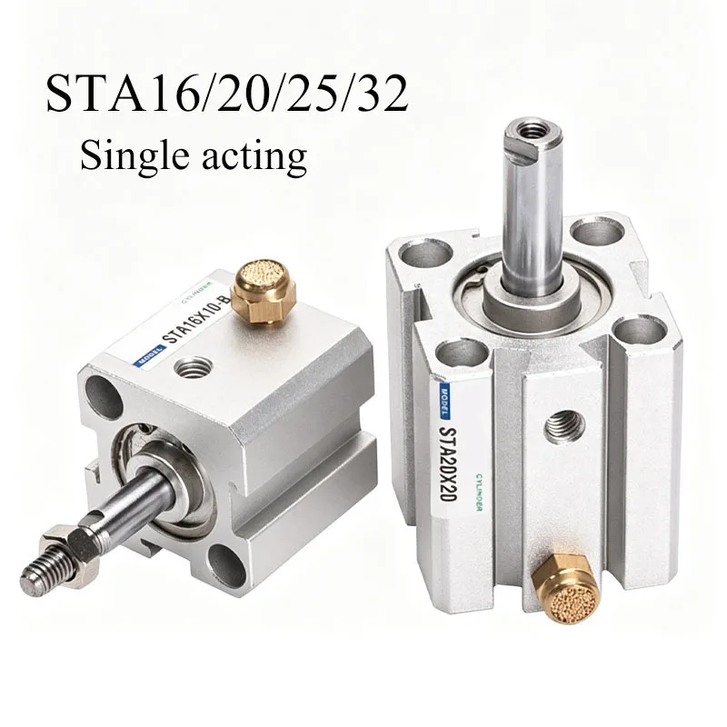 High Quality STA Compact Pneumatic Cylinder Single Acting Spring Press Out STA16 20 25 32 40X5/10/15/20/25/30/40/50-B