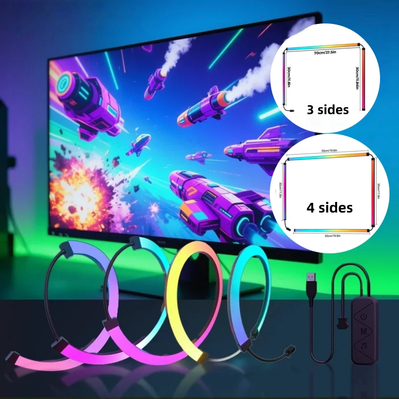 

3/4sides RGB Sync Light Strip Computer Monitor Backlight DIY LED Strip Light PC Display Music Sync APP Control Gaming Room Decor