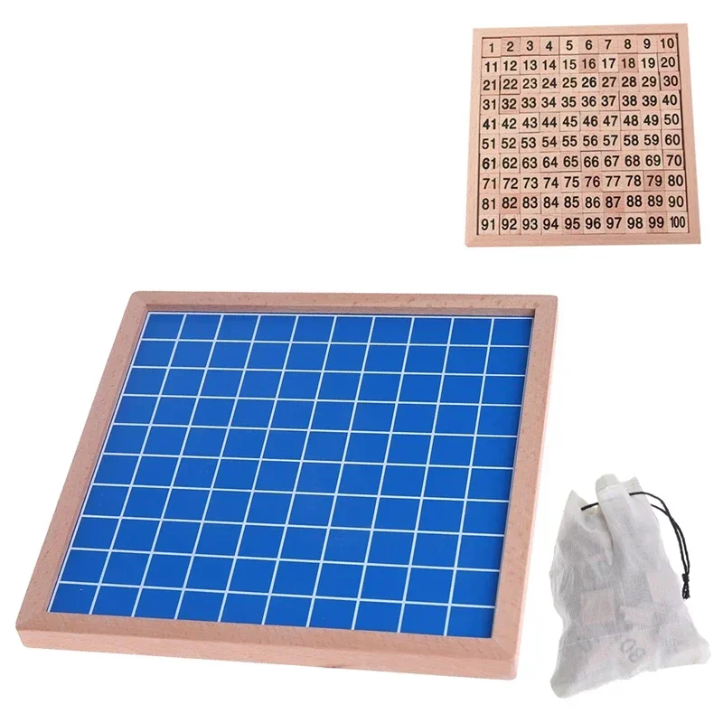 Eco-Friendly Wooden Hundred Board Non-Toxic Math Toy Montessori 1-100 Numbers Early Education Essential
