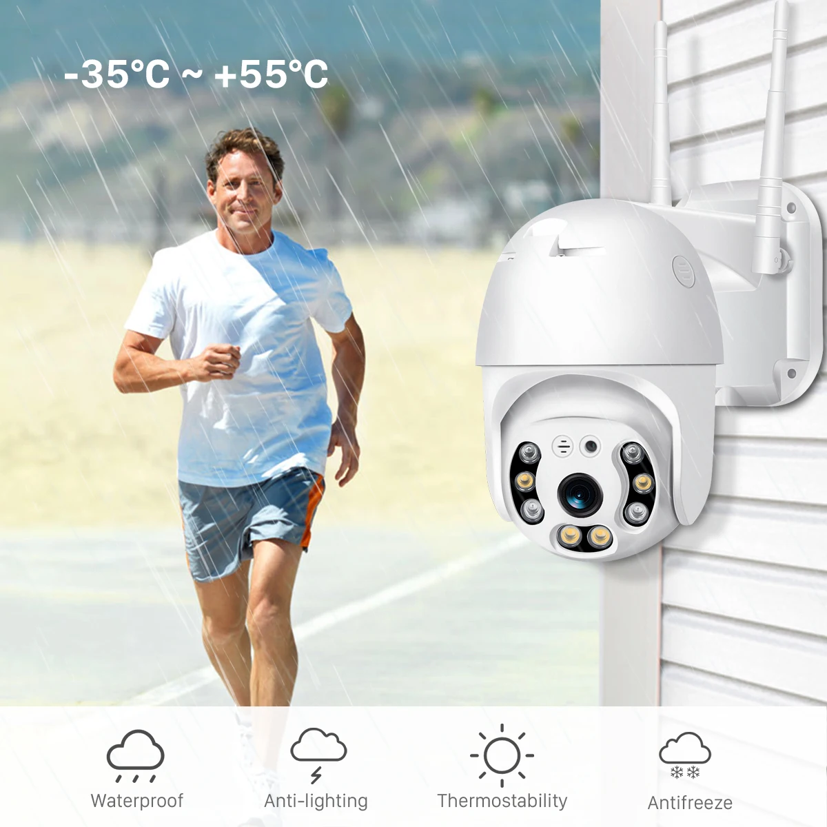 Câmera de Segurança 1080P/2MP WIFI Externa PTZ Speed Dome Sem Fio IP CCTV Pan Tilt IR para Vigilância de Rede Interna e Externa
