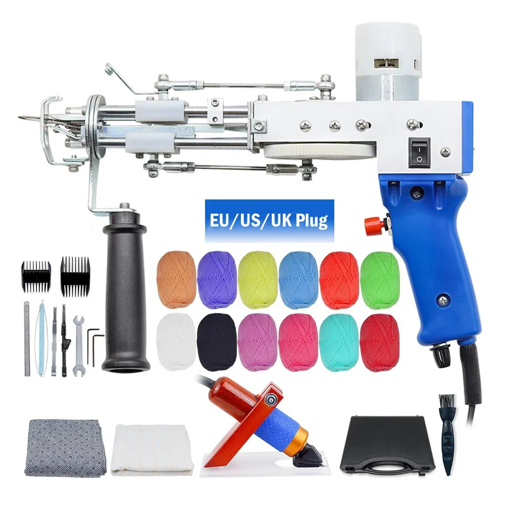 Pistool Tufting Gun Set 2in1 Elektrisch Tufting Gun, 7-21mm Tufting Machine, met Tufting Tapijttrimmer, Stof en Wolgarens