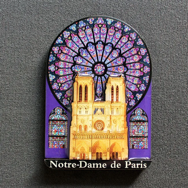 Notre Dame de Paris rose window pasted on the refrigerator of Notre Dame de Paris, France