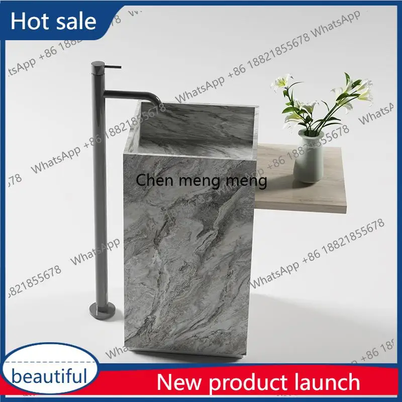 

M46 Easy-Clean Fish Belly White Rock Panel Basin: Outdoor Floor-Standing Sink with Matte Finish, Waterproof Storage​