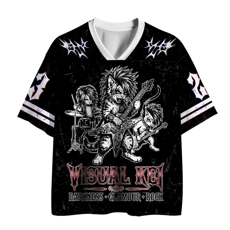 2026 new unisex mesh T-shirt V-neck lightweight breathable polyester mesh retro nostalgic printed casual sportswear