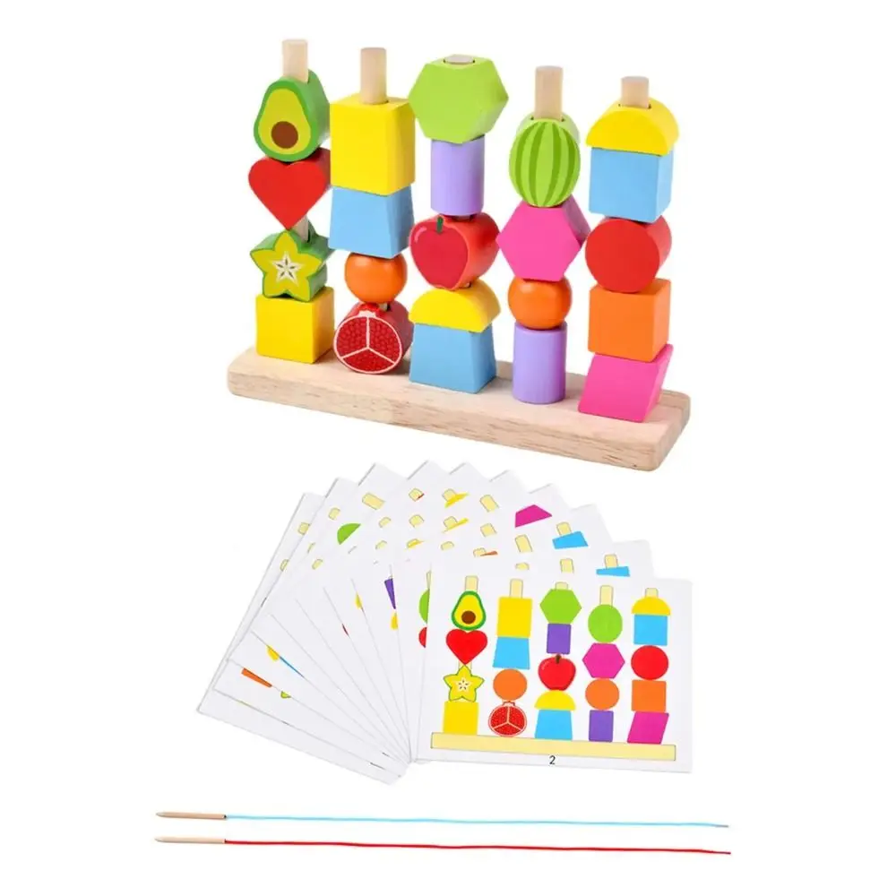 Giocattoli cognitivi a forma di colore geometrico Montessori Forma di colore della frutta Stack Blocchi Puzzle Sfide di gioco Fai da te