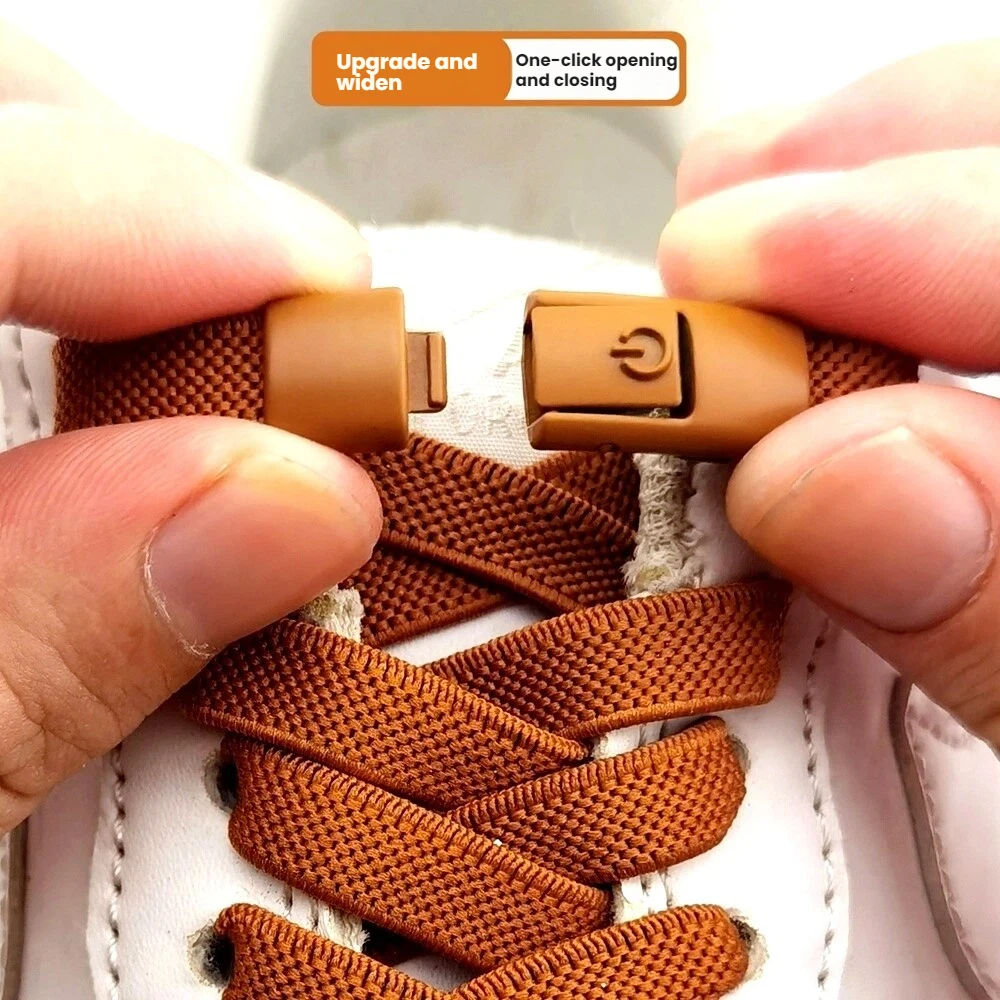 8mm Shoelaces Press Lock Same Color Without Ties Elastic Laces Sneaker Kids Adult Widened Flat Shoelace for Shoes