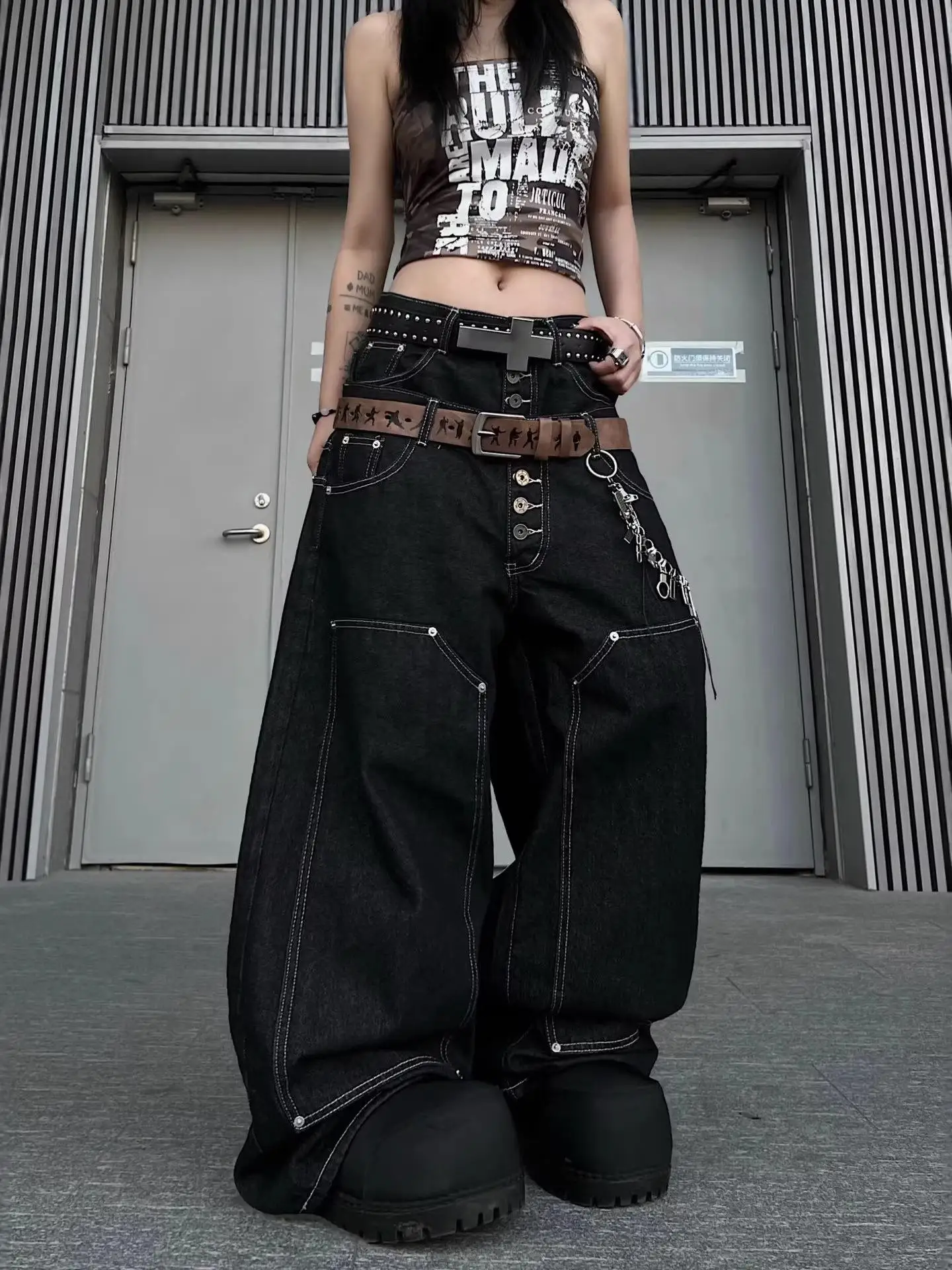 

High Waist Hip Hop West Coast Jeans Women's Summer Street Knife Jeans Asymmetrical Design Cotton Denim Casual Jeans