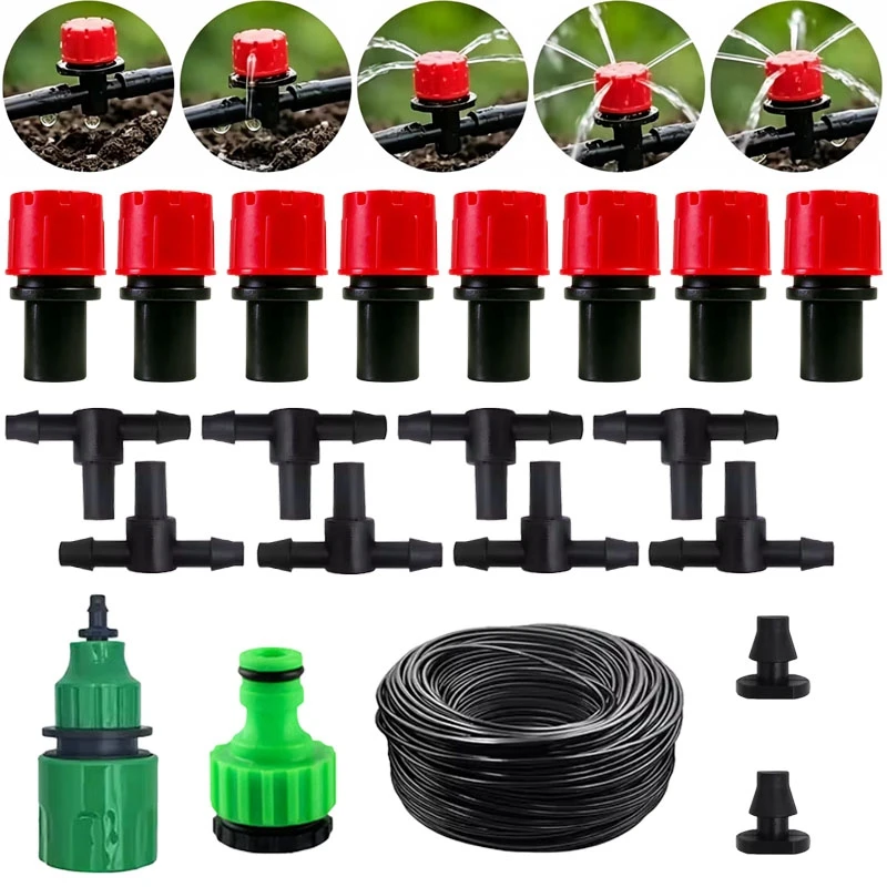 Micro Drip Irrigation suit,with Adjustable Water Flow Irrigation Drippers  8 Holes Drip Irrigation  Parts for 1/4 Inch Tubing