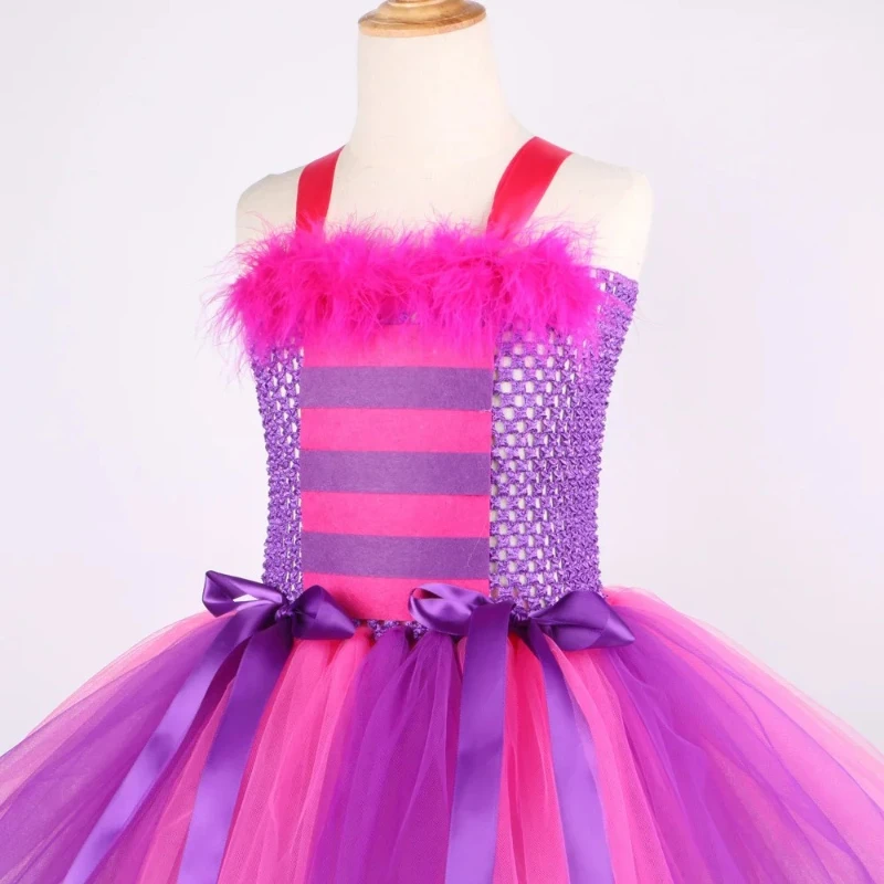 Cute Girls Pink Cat Tutu Dress Girls Kids Halloween Cat Costume Set 1-12 Years Child Birthday Party Clothes Carnival Purim Gift image 6