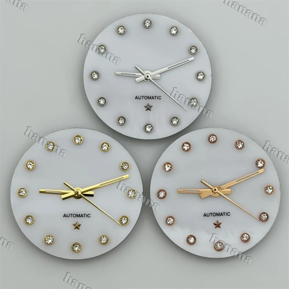 

Женские часы NH05 NH06 с циферблатом в форме ракушки, 24,5 мм, серебро, розовое золото, индекс с бриллиантовой отделкой, подходят для механизмов NH05A NH06, аксессуары для часов.