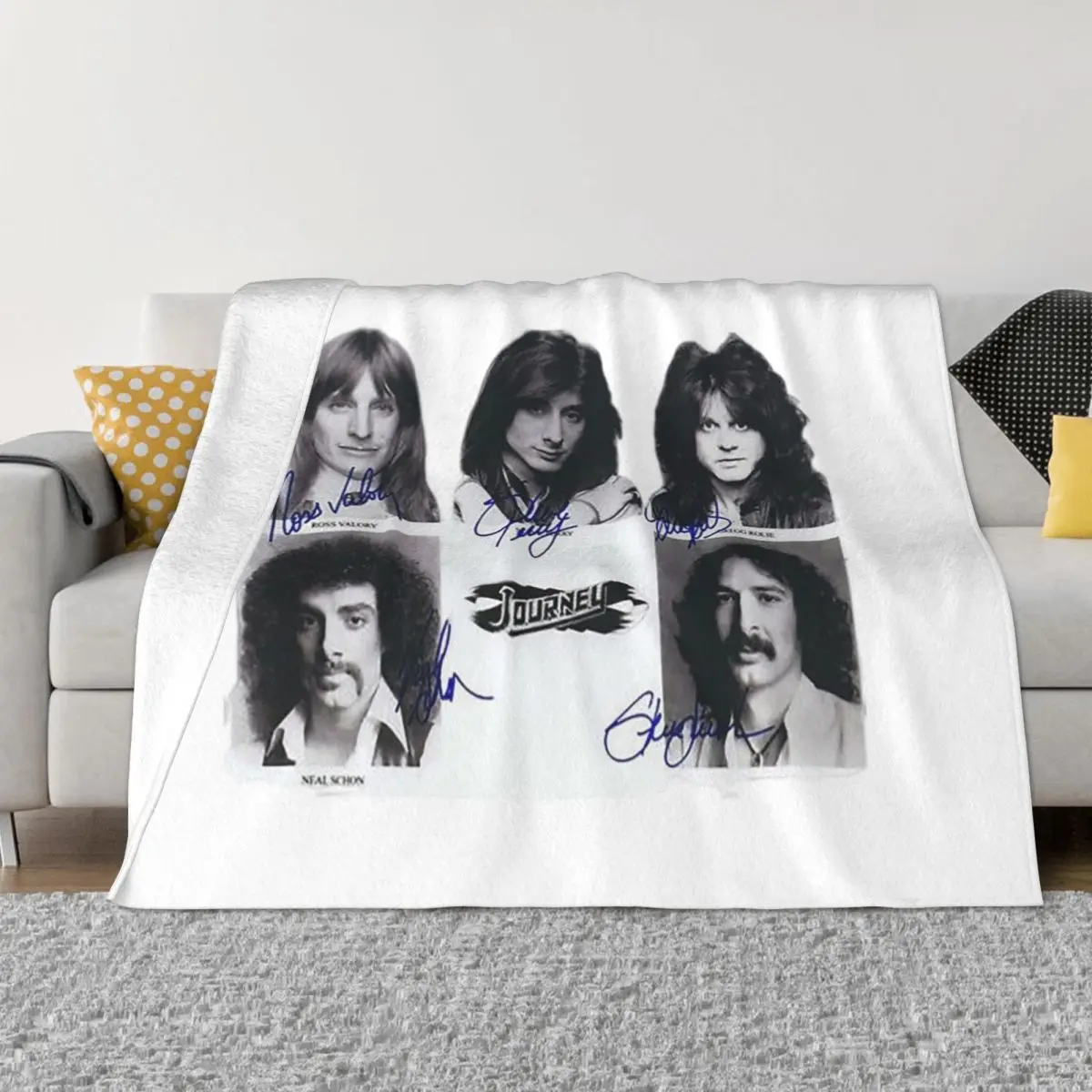 

journey band group signed all Throw Blanket Fluffy Soft Blankets sofa bed Bed Fashionable Blanket