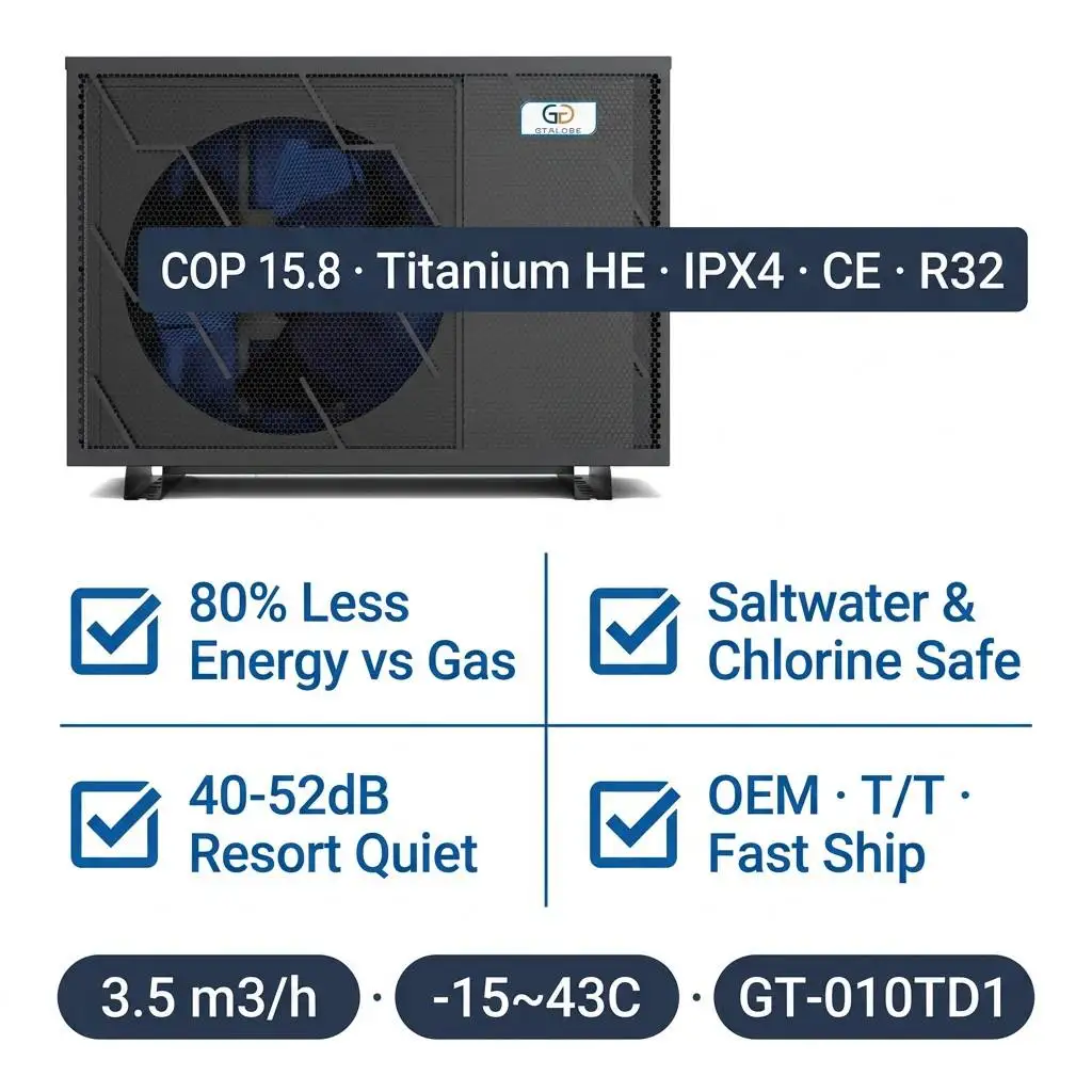 R32 DC Inverter Swimming Pool Heat Pump 9kW Heater Cooler for Middle East Villa Pool CE Efficient Silent