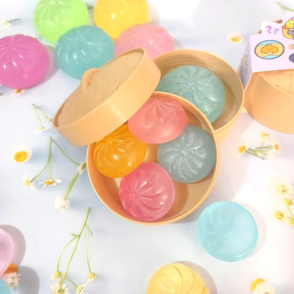 Mini-Kristall-Dumpling-Squishies: TPR Gedämpfte Brötchen Quetschbälle – Sensorisches Spielzeug zum Spaßigen Kneifen, langsam zurückfedernd, Stressabbau-Geschenke