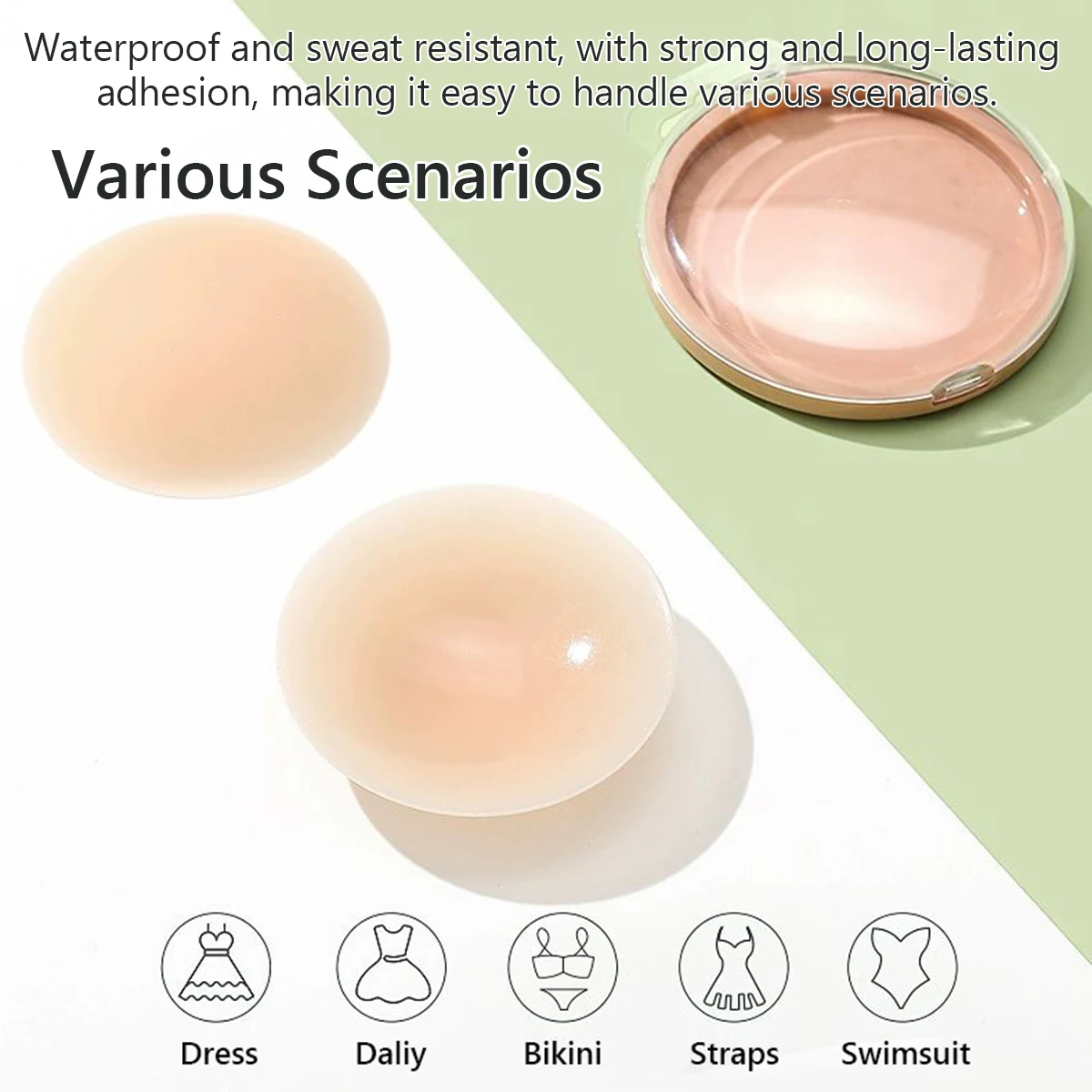 3 Pairs Washable Reusable 10cm No Glue Sticky Nipple Cover Plunge Invisible Silicone Nubra Stickers Breast Pads Pasties Healthy view 3