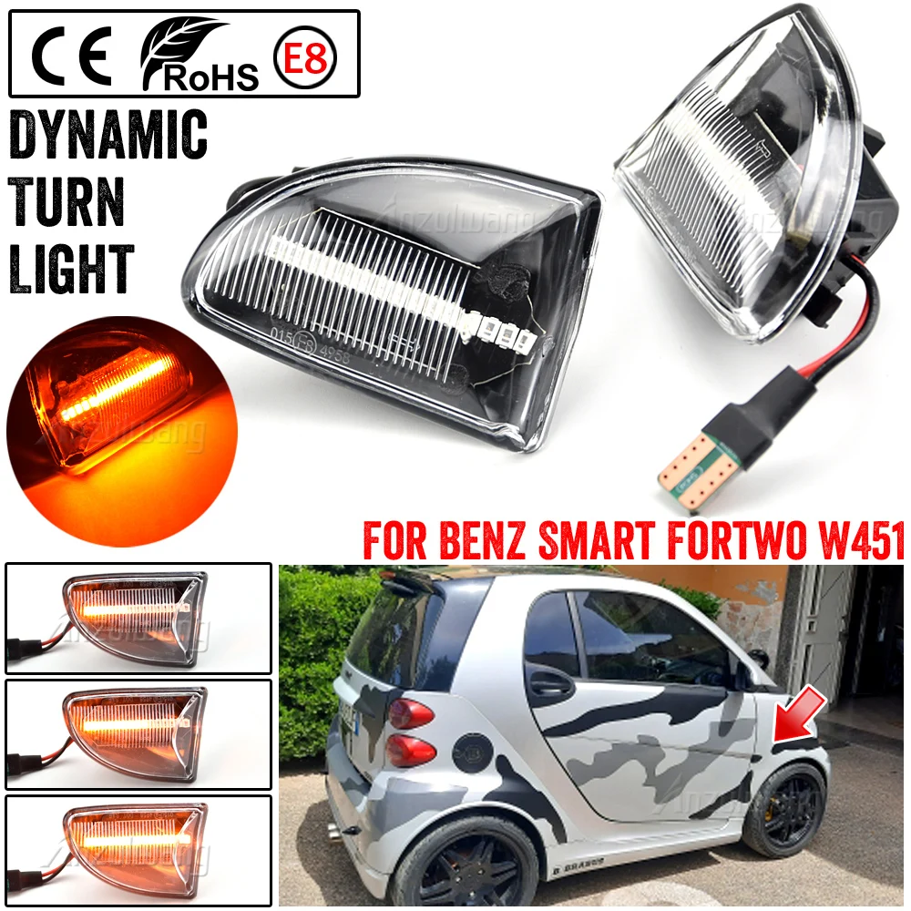 

LED Dynamic Side Marker Fender Light Turn Signal Light For Mercedes Benz Smart Fortwo W451Coupe Cabrio Amber Turn Lamp
