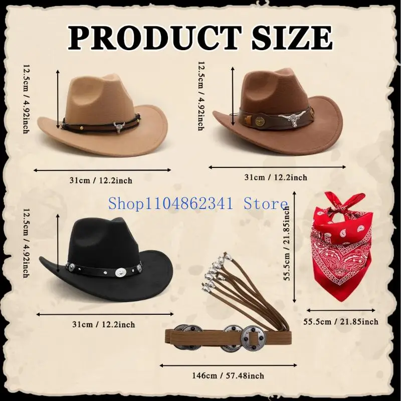 5asd Wild Western Adventure Costume Collection With Ornamented Rodeos Hat Bold Red Scarf And Layered Jewelry