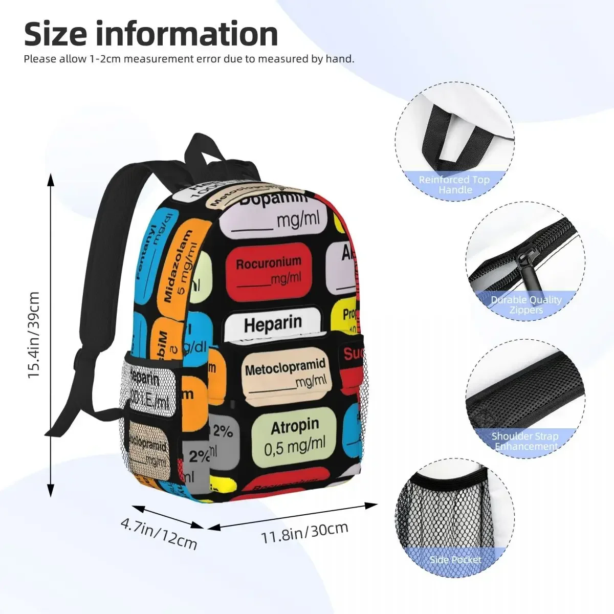 Anesthesia Medication Backpacks Boys Girls Bookbag Cartoon Children School Bags Laptop Rucksack Shoulder Bag Large Capacity