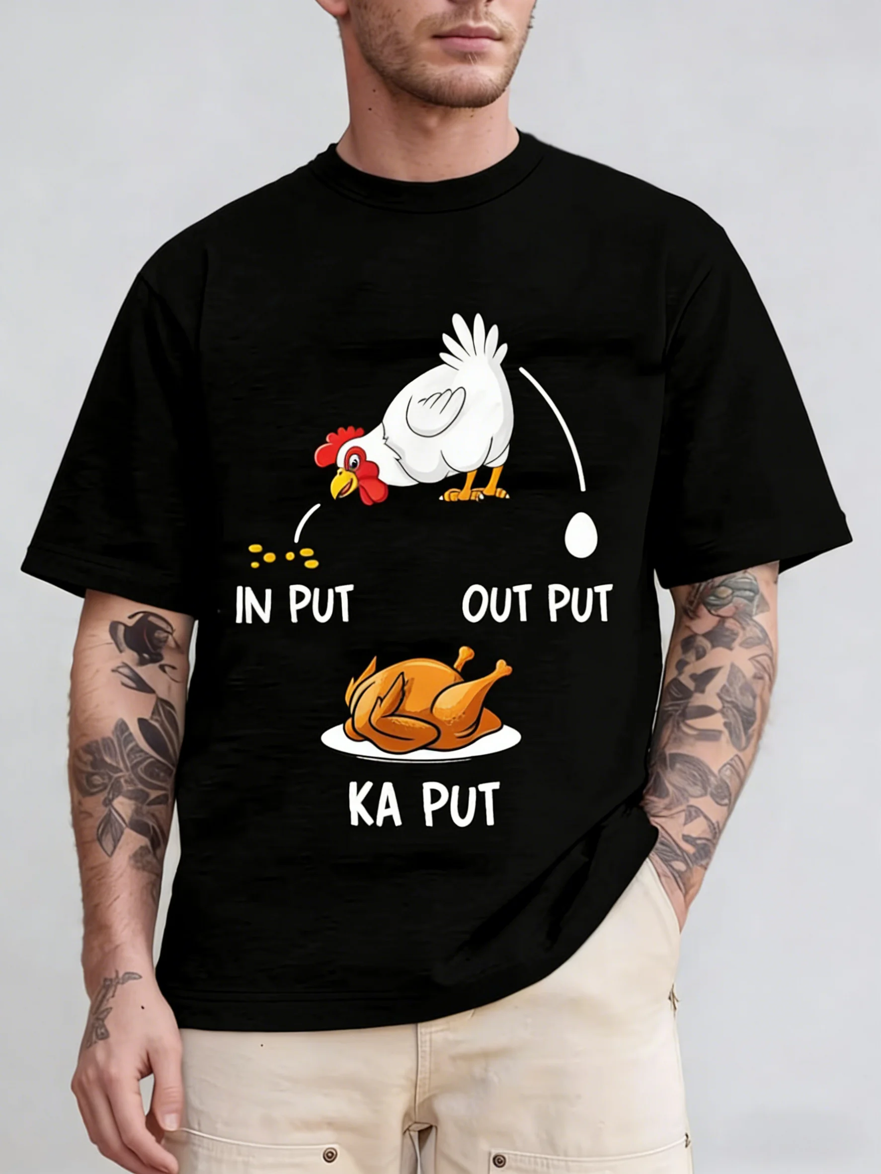 Funny Unisex Chicken Farmer T-shirt, Funny Chicken Dance & Puns Print, Short Sleeve Tee for Farm, BBQ & Casual Wear