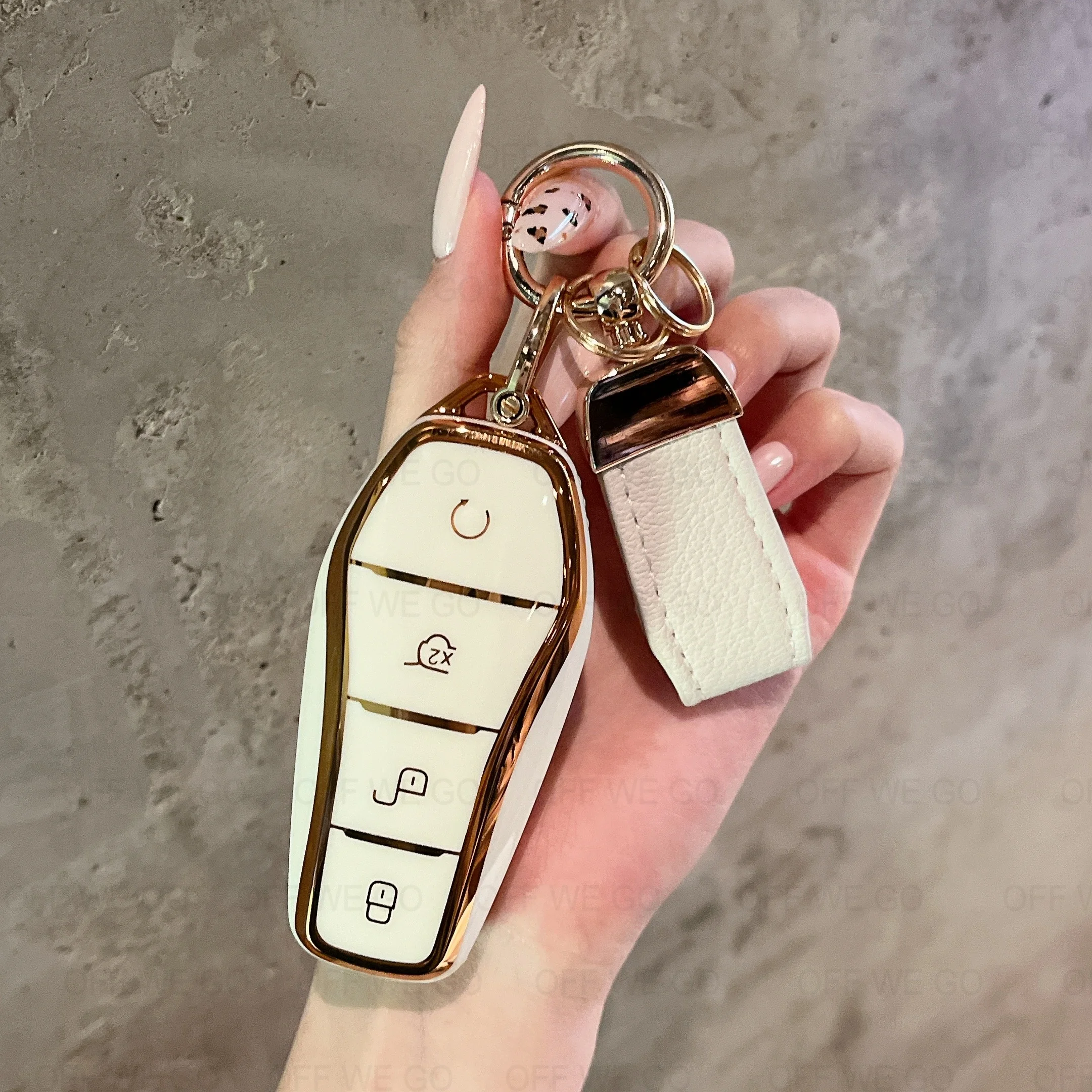 Autoschlüssel-Hülle Passend für BYD Han Ev Tang Dm, 4-Tasten Leder-Schlüsselhülle Smart Key-Gehäuse mit Schlüsselanhänger – Detail 7