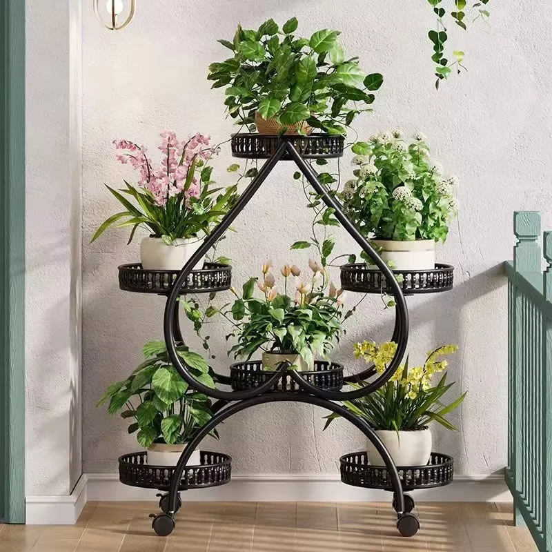 

4-ярусная металлическая подставка для растений в форме сердца, для 6 горшечных растений, простая сборка для дома и сада