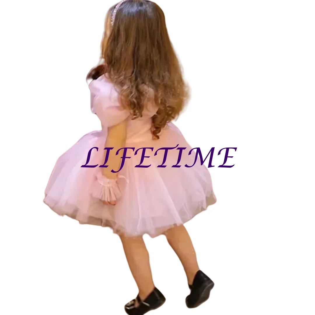 

Customized Flowers Lace Back A-Line Straight Tutu Puff 3D Tulle Party Flower Girl Dress Csustomized Flowers Girls Dress