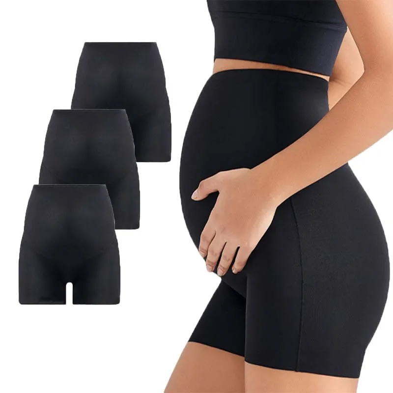 Pregnant Women 3Pcs Maternity Safety Shorts High Waist Belly Support Pregnancy Shorts Dress Seamless Waist Pregnancy Clothing