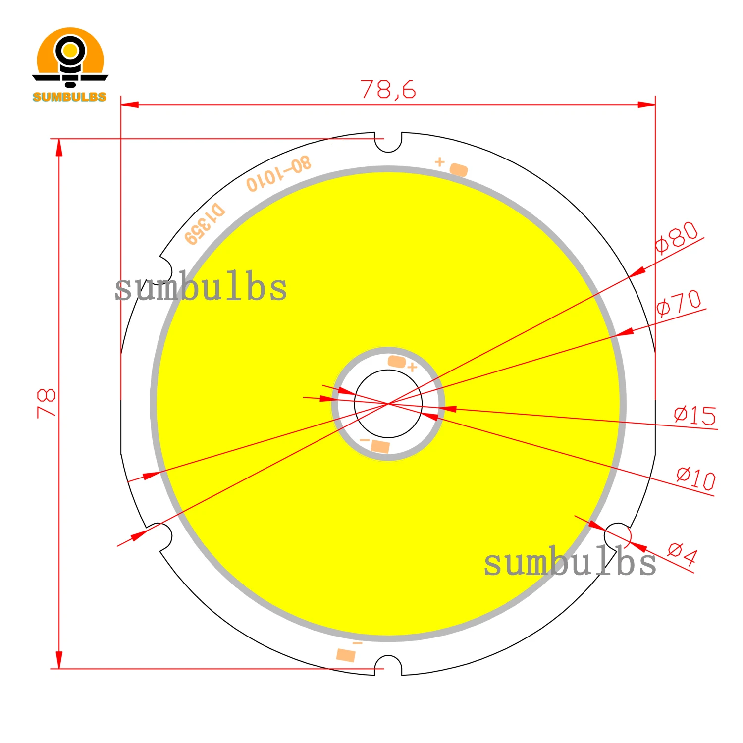 환형 전원 COB LED 모듈, DIY 전구 다운라이트, 웜 쿨 화이트 입력 DC 30-33V 1500mA, 50W, 5000 루멘 광원, 80mm