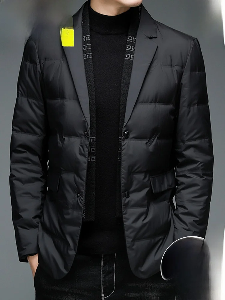 

Busin Casual Men's down Jaet Autumn Winter Outerwear Stand Fit Non-Iron Treaent Polyester Fiber Long Sve Thi