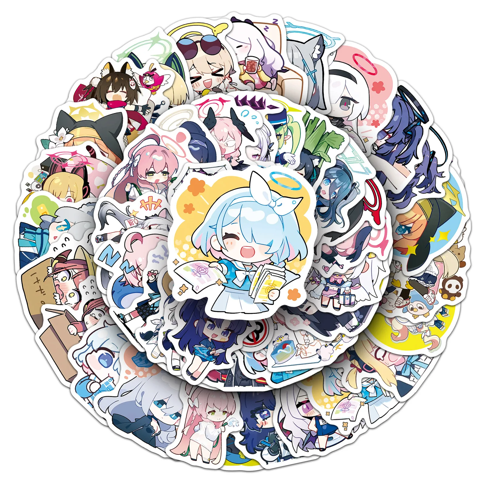 50PCS Q-versie Blauw Archief De Animatie Japanse Animatie Leuke Decoratie Bagage Telefoonhoes Waterdichte Sticker Kinderspeelgoed