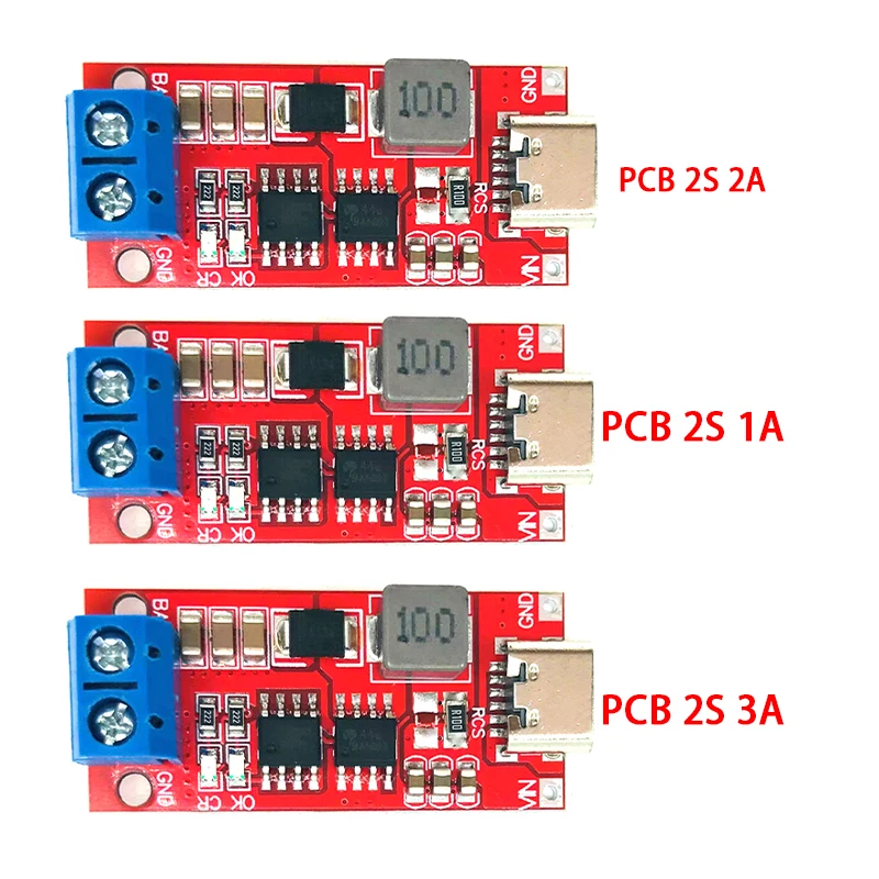 Modul penguat baterai Lithium Ion tipe-c 2S, papan pengisi daya baterai Lithium 18650
