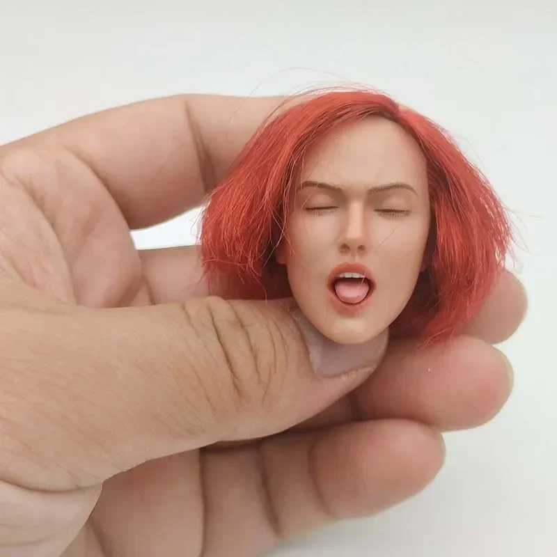 

Red Hair 1/6 Orgasmic Face Head Sculpt Female Soldier Tongued Out Head Played Model for 12in PH TBL Suntan Action Figure