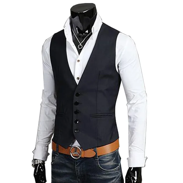 2018 New Arrival  Cotton Suit Vest Men  Fashion Slim Fitness Men\'s Waistcoat  Blazer Tops Dress Vests For Men