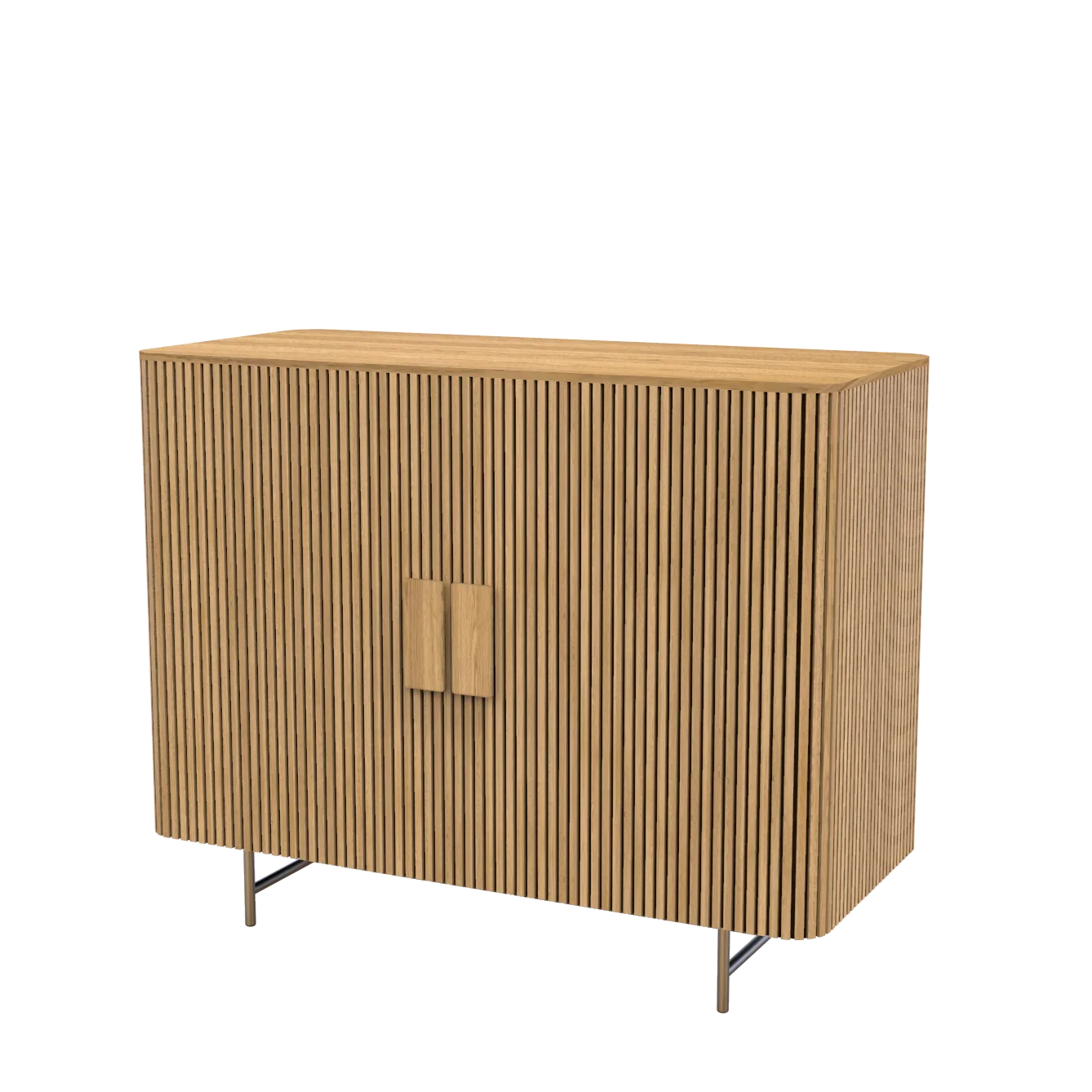 

'Solid Wood Oak Modern Ribbed Sideboard Cabinet Metal Leg Luxury Buffets Cabinet With Doors Living Room Furniture