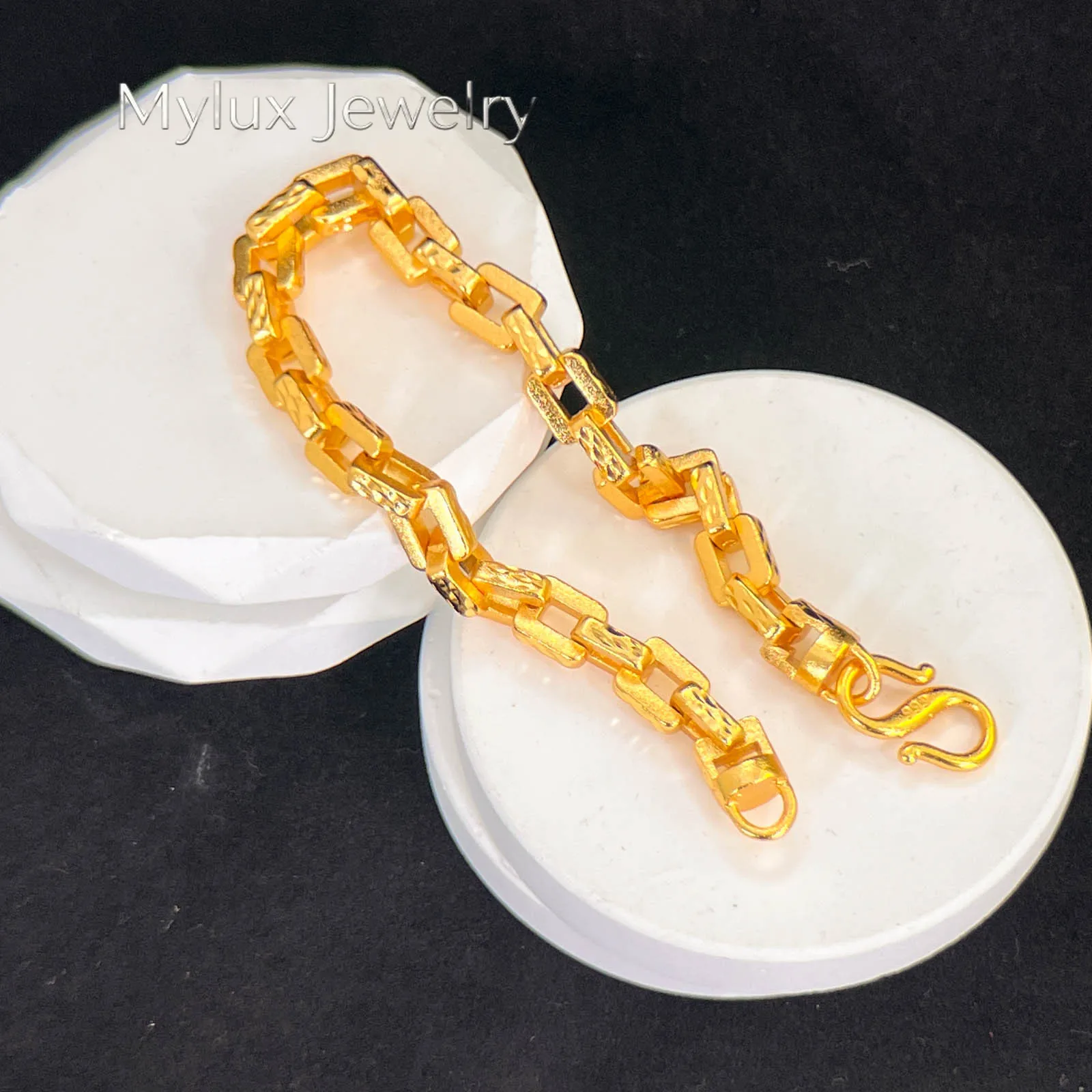 

Mylux Jewelry Jin Yicheng jewelry 9999 secret card bracelet 24K real gold men's square hand jewelry accessories fashion matching