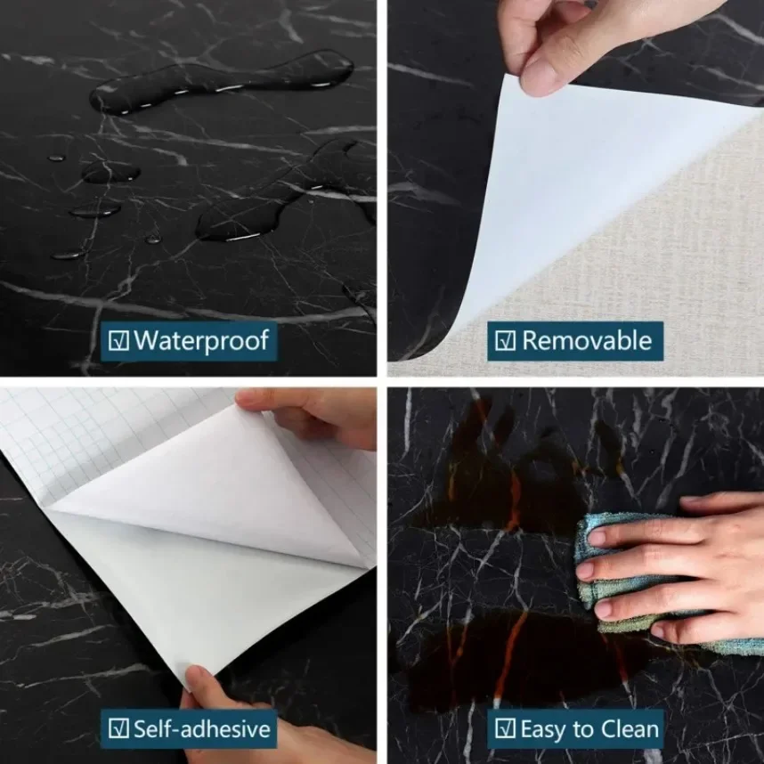 Modern Style Self Adhesive Waterproof Wallpaper Decorative Film Contact Paper Wall Sticker for Kitchen Bathroom Home Decor