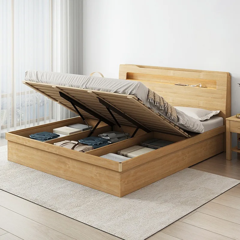 Zhiguang tatami bed, bedroom 1.8 meters, double bed, small apartment 1.5 meters, storage floating floor, high box storage bed