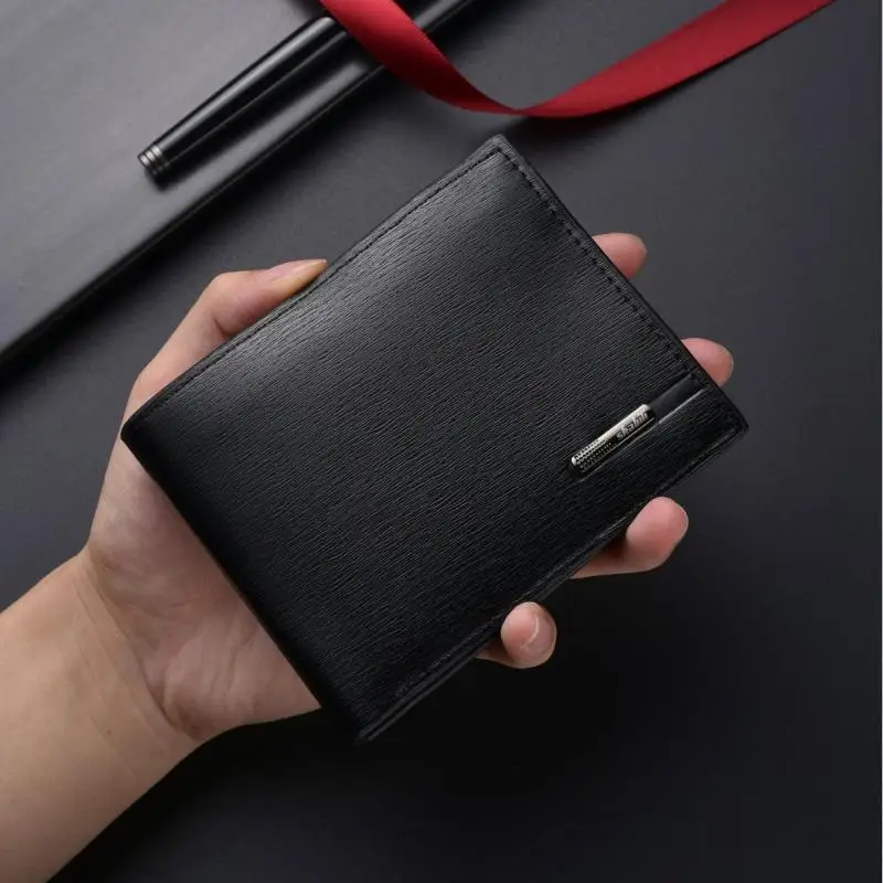 

Korean men's ultra-thin mini wallet short youth horizontal personalized wallet student minimalist soft leather clip trendy