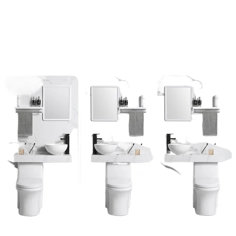 

Small apartment bathroom with wash basin, toilet combination