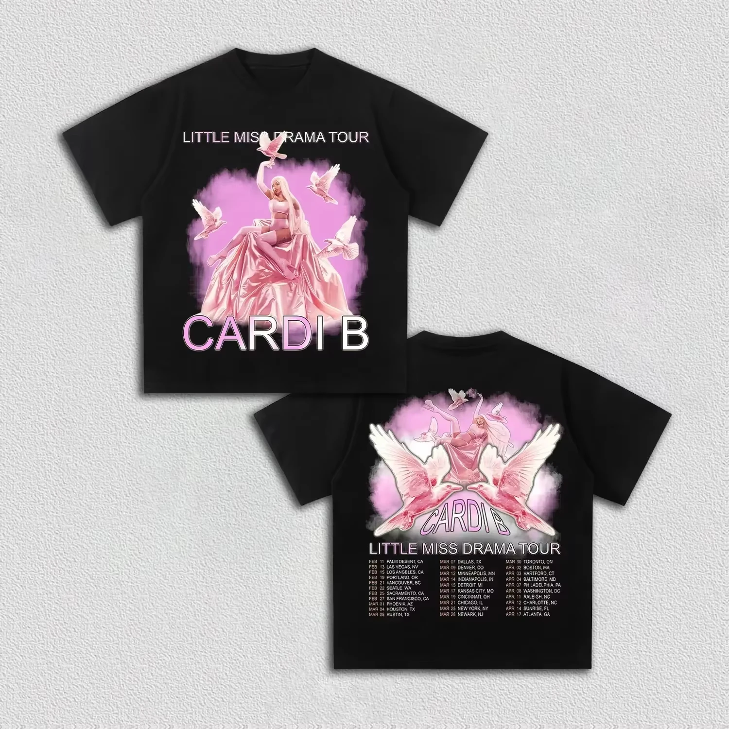 Cardi B Inspired Little Miss Drama 2026 Tour Y2K Hip Hop Crew Neck Summer Short Sleeve Fan Gift Women And Men T-Shirt